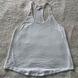 Victoria’s Secret White and Grey Leopard Print Racerback Tank Top XS